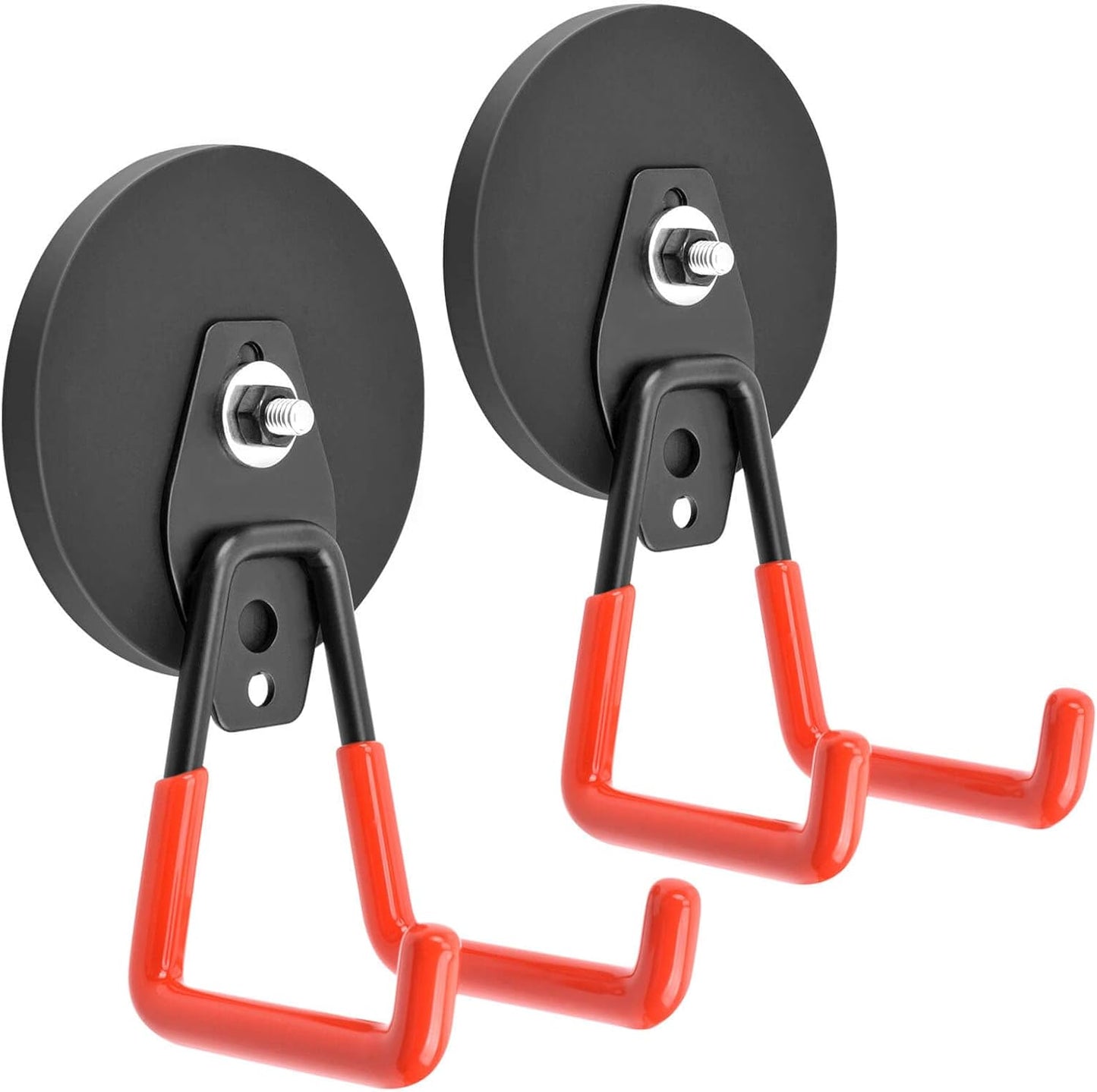 Strong Garage Magnetic Hooks, 45 lbs Pulling 3.46" Large Magnet Hooks for Hanging Heavy Duty, 2 Pack Extra Strong Magnetic Hooks with Anti-Slip Coating, for Cordless Drills, Pegboard, Cruise Cabin