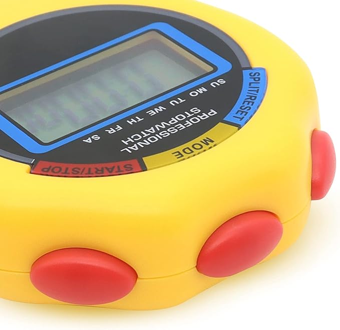 6 Pack Multi-Function Electronic Digital Sport Stopwatch Timer, Large Display with Date Time and Alarm Function,Suitable for Sports Coaches Fitness Coaches and Referees (Yellow)