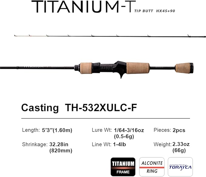 PURELURE Titanium-T Ultralight Fishing Rod Spinning & Casting for Trout Panfish, Carbon Fiber BFS Rod 2Pcs, Titanium Tip & Guides, Cork Handle, 5-6ft Stream Rod XUL Power, Fast/Moderate Fast Action