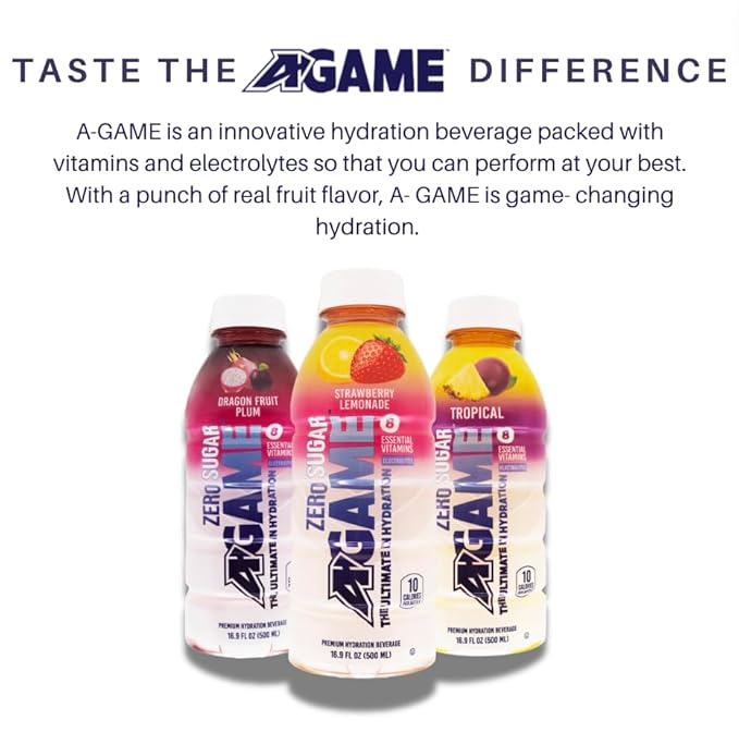 A-GAME Zero Sugar Sports Drink, Concord Grape Zero, Sugar FreNatural Flavors, Gluten Free & Keto Friendly, 16.9 Fl Oz (Pack of 12)
