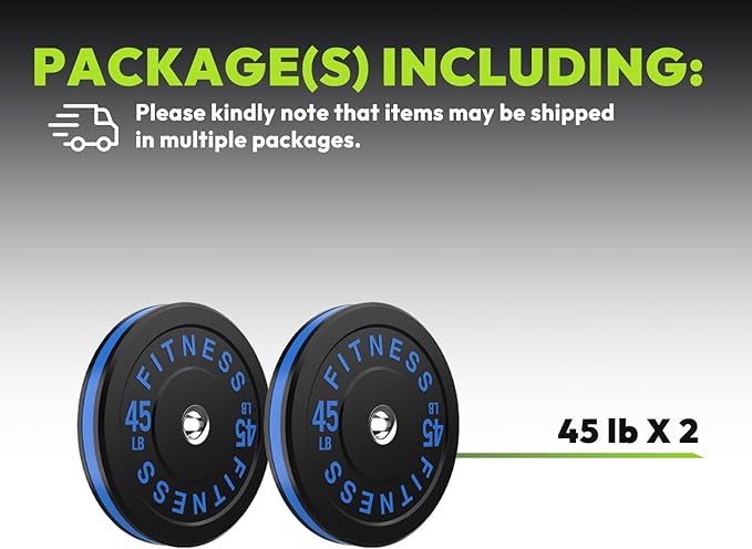 Rubber Weight Plates, Olympic Bumper Plate Set 2-Inch, 45/100 / 160/190 / 260/300 lb Barbell Weights for Home Gym, Colored Standard Strength Training Plates for Weightlifting