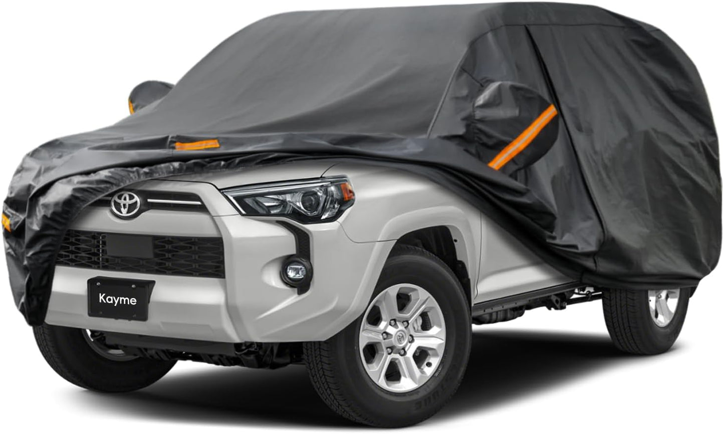 Kayme 7 Layers SUV Car Cover Custom Fit for Toyota 4Runner (2002-2025) Waterproof All Weather for Automobiles,Outdoor Full Cover Rain Sun UV Protection.Black