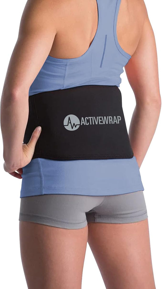 ActiveWrap - Back Ice Pack for Back Pain, Swelling, Sprain, Spasm, Stiffness and More, Reusable Ice Pack for Injuries with Compression Strap, Use for Hot and Cold Therapy, Small/Medium