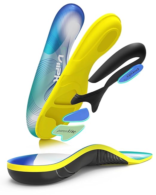 Upgraded Plantar Fasciitis Insoles, 240lbs Heavy Duty Work Boot Insoles for Men, Arch Support Orthotics Inserts, Athletic Gel Shoe Inserts for Pain Relief, Flat Feet, Standing All Day - M