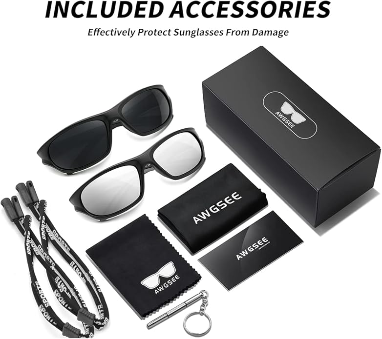 Polarized Sports Sunglasses for Men,TR90 Unbreakable Frame Sunglasses for Fishing Driving Cycling UV400 Protection