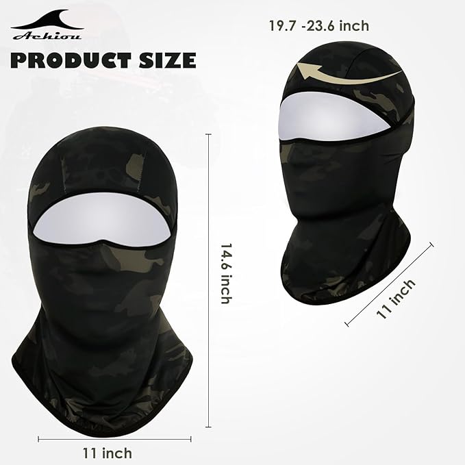 Achiou Balaclava Face Mask, Ski Mask for Men Women Football, Lightweight Sheisty, Ninja Shiesty Sun Hood UV Protector Cycling