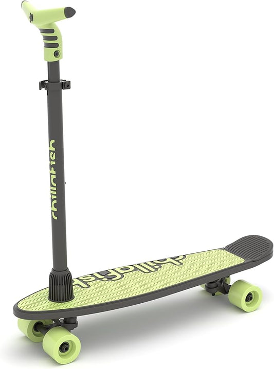 Chillafish Skatieskootie Customizable Training Skateboard and Lean-to-Steer Scooter with Detachable Stability Handlebar, Ages 3+