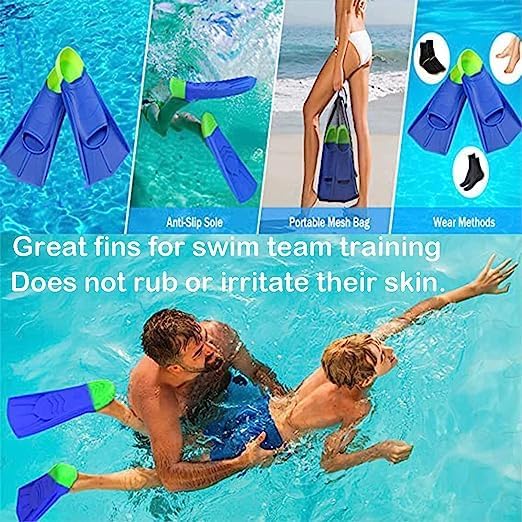 Kids Swim Fins,Short Comfortable Flippers for Lap Swimming and Training for Child,Girls,Boys,Beginners