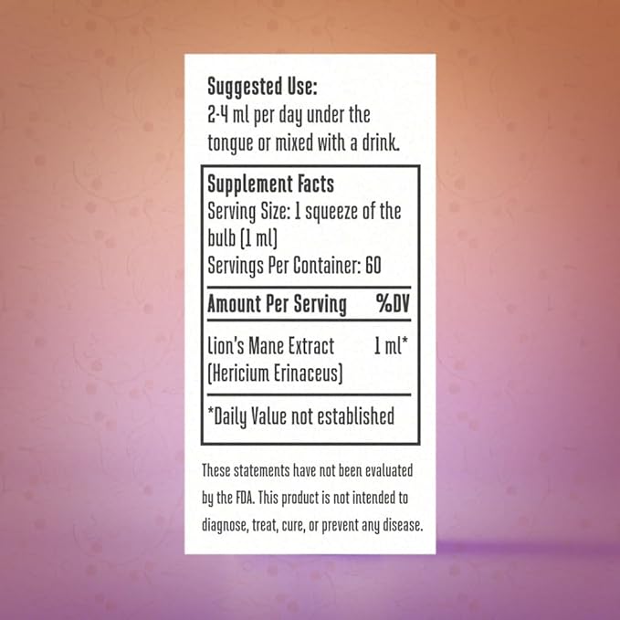 Hodgins Harvest Organic Lion's Mane Fruiting Body Extract Tincture - Mushroom Supplement for Brain Health and Mental Focus - Dual Extract Formula - Extra Concentrated - 2 fl oz Bottle