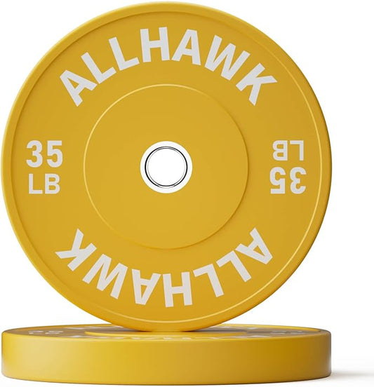 Colorful Olympic Bumper Plates, 2-inch Stainless Steel Insert, Virgin Rubber Weight Plate Set for Barbell Weight Lifting and Strength Training Home Gym