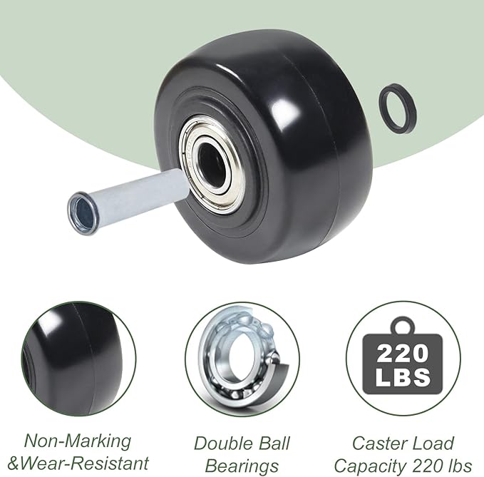 2.5" x 1.25" 4Pcs Push Cart Wheels 2.5 Inch PU Caster Wheels Just Wheel, 3/8" axle Small Plate Casters, Roller Wheel with Bearing Replacement Wheels for Laundry Cart Cargo Elevator Hand Truck