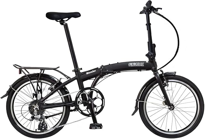 SOLOROCK 20" 8 Speed Aluminum Folding Bike - Wonder V Brakes, with Fenders & Alloy Rear Rack, Stainless Steel Spokes & Stainless Steel Fender Stays