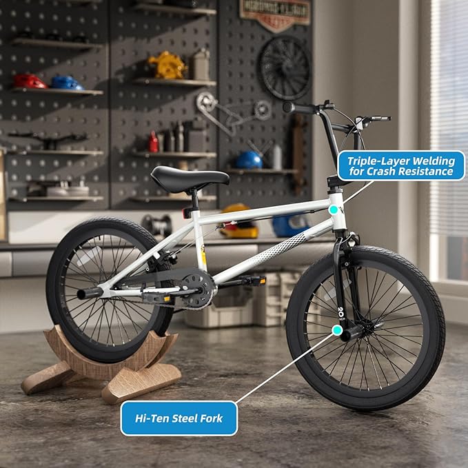 67i Boys BMX Bike 18/20 Inch Ages 8-12 Kids Bicycle with Front Rear U Brake Adjustable Seat Iron Fork 2.09" Wide Tires