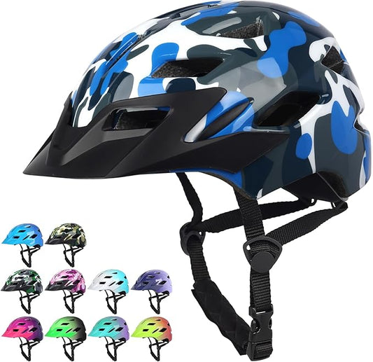Kids Bike Helmet,Bavilk Kids Boys Girls Bike Helmets with LED Light Detachable Visor Children Youth Teen Multi-Sport for Skating Cycling Scooter Skateboard Adjustable & Lightweight 19.7"-22.4"