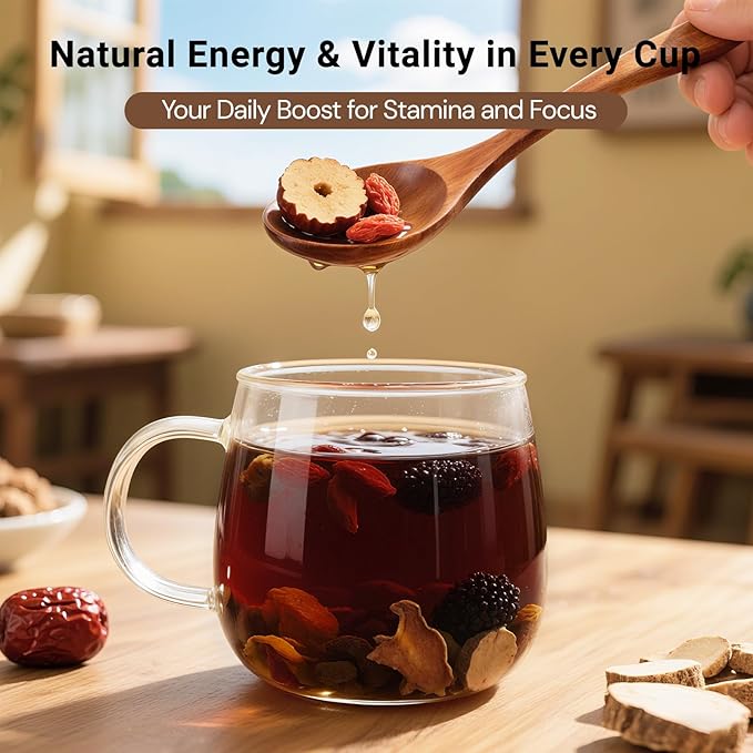 Kidney Tea Formula Ginseng Six Treasure Tea, Ginseng Five Treasure Cleanse Detox Teabag, 10 Precious Ingredients Formula Support Kidney and Live Health for Men Women (25 Bags/1 Pack)