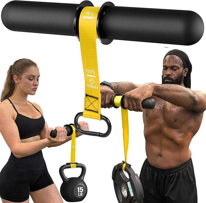 FitBeast Forearm Strengthener & Forearm Exerciser, Wrist Roller with Thicker Handle, Forearm Strength Trainer with Adjustable Strap - Ideal for Grip Strength, Muscle Building, Rehabilitation