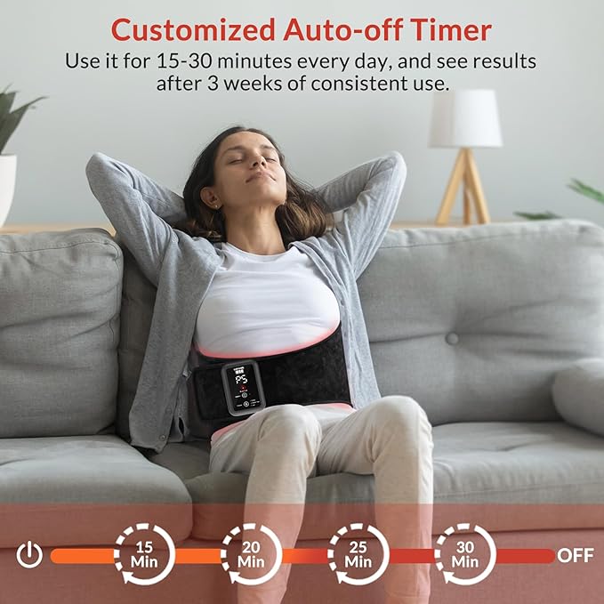 Red Light Therapy Belt, Infrared Light Therapy Device with Massage and Timer, Rechargeable 660nm&850nm Red Light Therapy for Body Pain Relief（7.9 * 47’‘）
