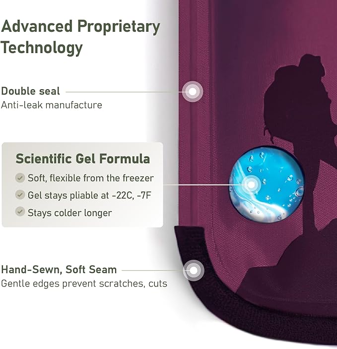 Small Soft Ice Packs for Injuries Reusable - Hot and Cold Flexible Gel Ice Packs Reusable for Ankle, Hand, Wrist, Head Pain Relief - 5" x 10" - 2PK - Purple