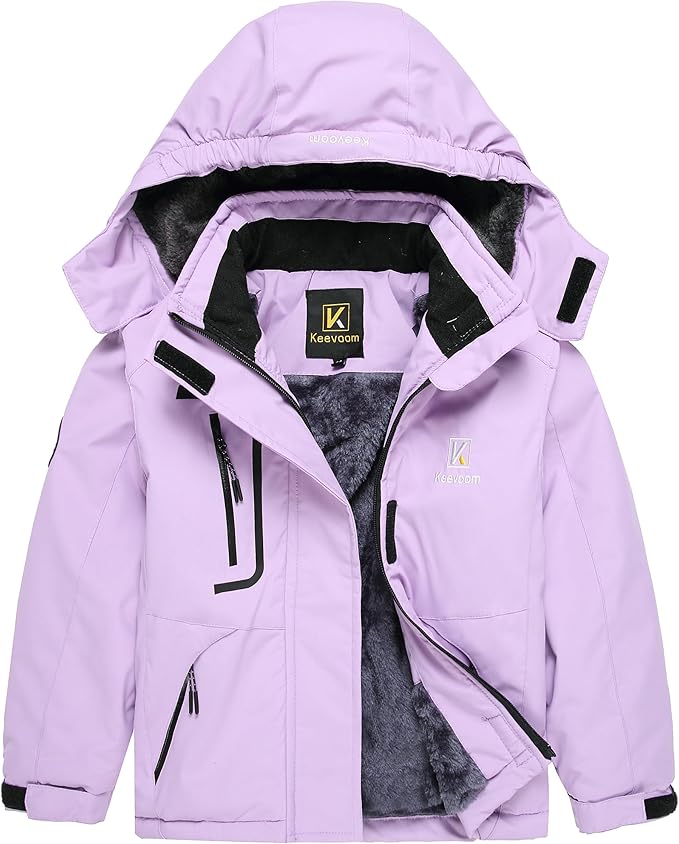 Keevoom Girl's Ski Jacket Winter Warm Thick Snow Coat Windproof Kids Outdoor Hooded Jackets