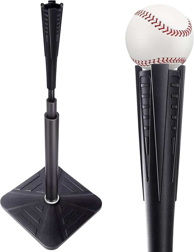 4-Prongs Ball Rest Batting Tee for Baseball and Softball， 23" to 44" Adjustable Baseball Tees for Hitting，Heave Duty Base Baseball Tee （No Included The Baseball）