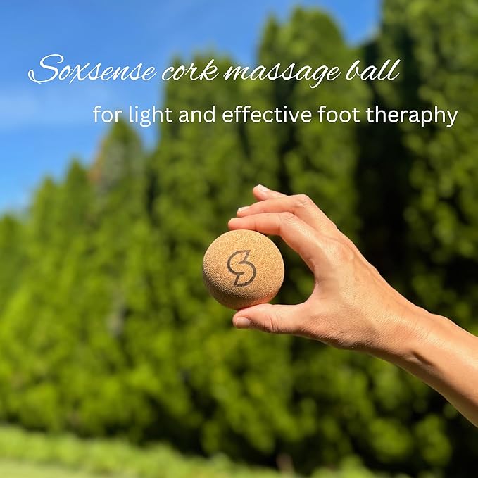Soxsense Cork Foot Massage Balls & Toe Stretching Bands Set (4 PCS) – Plantar Fasciitis Relief, Foot Pain Therapy Tools