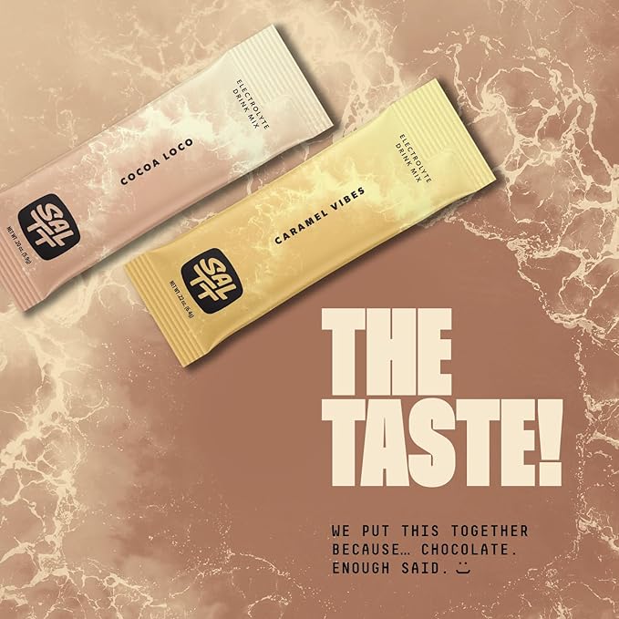 Keto Chow SALTT Electrolytes Powder Packets, Cocoa Variety Pack (30 Packets) - Magnesium, Potassium, Sodium, Trace Minerals - Vegan, Sugar Free, Gluten Free - Travel Essentials - Made in USA