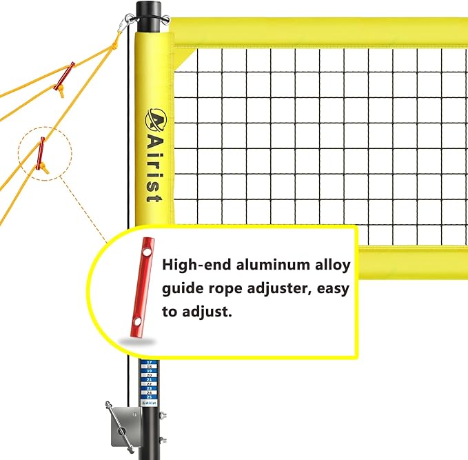 Heavy Duty Volleyball Net Outdoor with Steel Anti-Sag System, Adjustable Aluminum Poles, Professional Volleyball Nets Set for Backyard and Beach, Volleyball and Carrying Bag