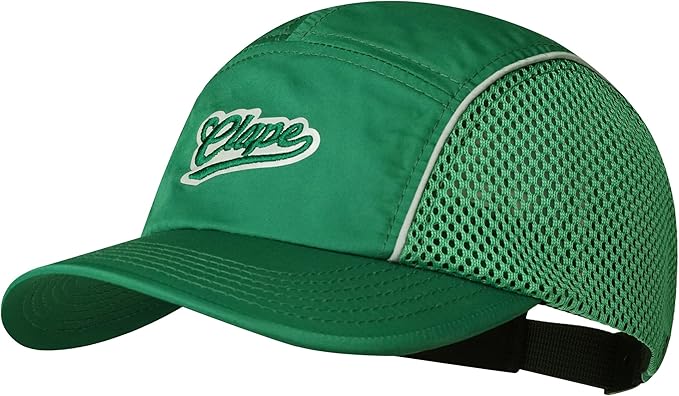 CLAPE Quick Dry 5 Panel Hat for Men, Breathable Mesh Short Brim Baseball Cap, Reflective Ajustable Outdoor Sport Running Hat