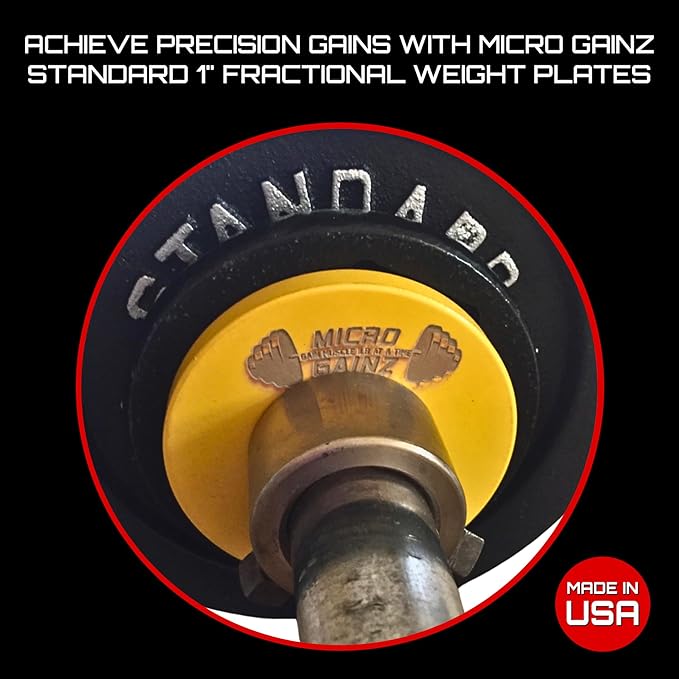 Micro Gainz Standard 1-Inch Center Hole Fractional 8 Piece Weight Plates with Bag, Designed for Standard 1-Inch Dumbbell & Barbell for Strength Training and Weight Lifting, Made in USA