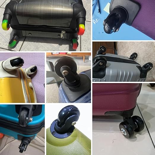 50mm Luggage Set of 4 Replacement Wheels for Trolley Case Travel Bags Caster Inline Roller Swivel Rubber Wheels Bearings Repair Kits with Axles 30mm&35mm&60mm