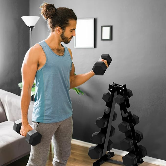 RITFIT 300/350/450/650/180/200/210 LB Rubber Hex Dumbbells Set with Optional Dumbbell Rack, Multi Weight Set to Choose, Ideal for Home Gym and Fitness