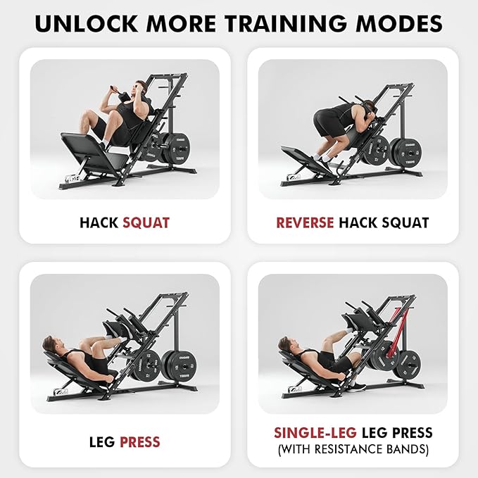 Mikolo Leg Press Hack Squat Machine Combo, Leg Press Machines for Home Gym with Linear Bearing, Hack Squat Machine with Rear and Front Band Pegs, Leg Machine for Full Range Leg Training