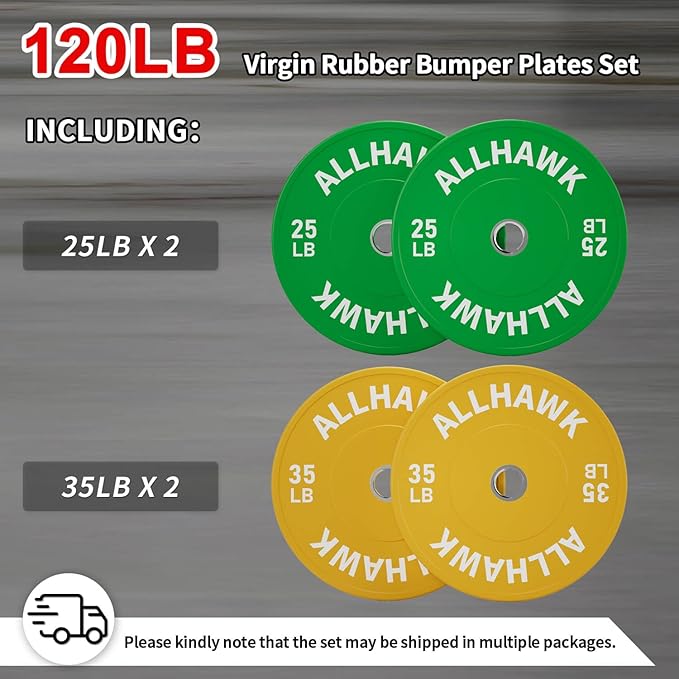 Colored Olympic Weight Plates, 2-inch Rubber Bumper Plate Set for Home Gym Barbell Weight Lifting and Strength Training