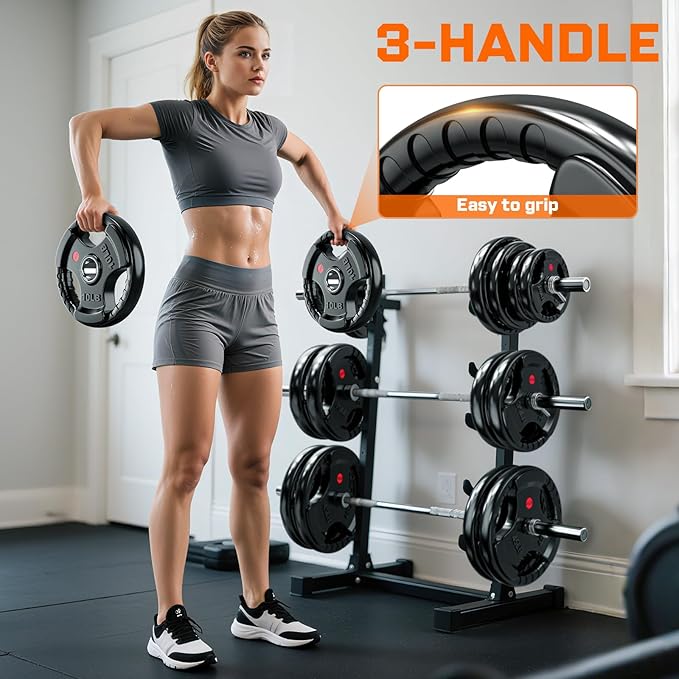 XDDIAS Rubber Weight Plates for Barbell, 2-Inch Olympic Grip Plate for Strength Training, Weightlifting and Bodybuilding in Home & Gym, Solid Cast Iron Weight Plates Pair and Sets