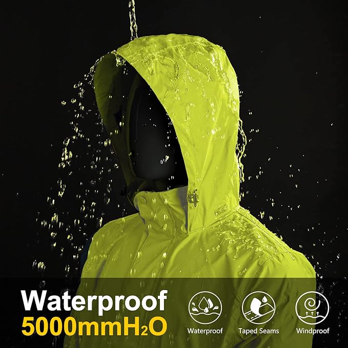 33,000ft Packable Rain Jacket Men's Lightweight Waterproof Rain Shell Jacket Raincoat with Hood for Golf Cycling Windbreaker