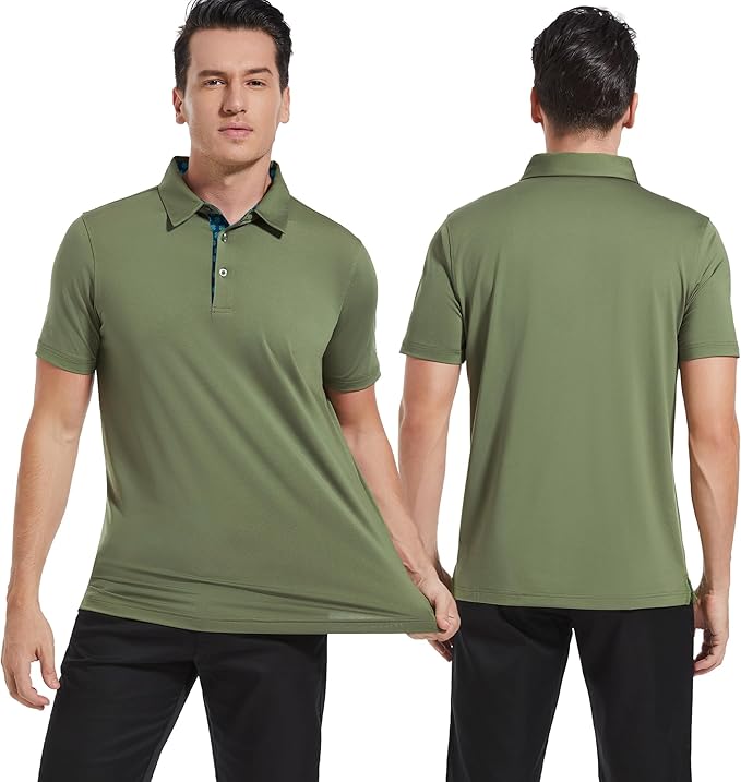 Mens Polo Shirts Short Casual Solid Stylish Dry Fit Performance Designed Collared Golf Polo Shirts for Men