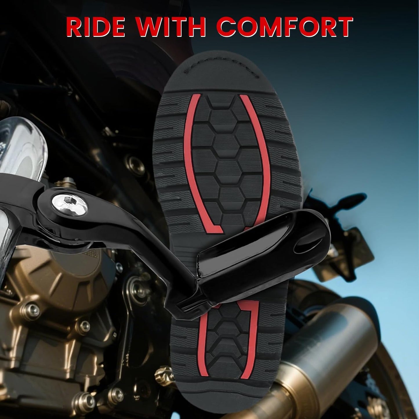 1.25" Highway Footpegs, Motorcycle Adjustable Footrest for Harley Davidson Touring Road King Road Glide Street Glide Electra Glide Dyna Sportster Softail 1 1/4" Engine Guard, Black