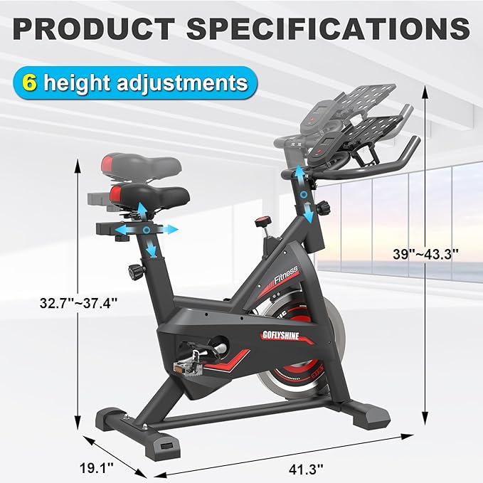 Exercise Bikes Stationary,Exercise Bike for Home Indoor Cycling Bike for Home Cardio Gym,Workout Bike with Ipad Mount & LCD Monitor,Silent Belt Drive
