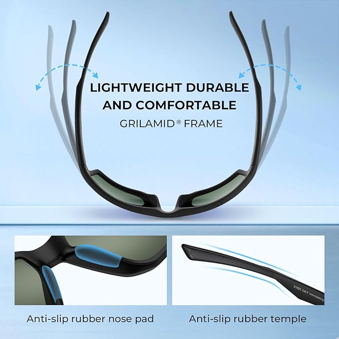 KastKing Osage Polarized Sport Sunglasses for Men and Women, Ideal for Driving Fishing Cycling Running, UV Protection