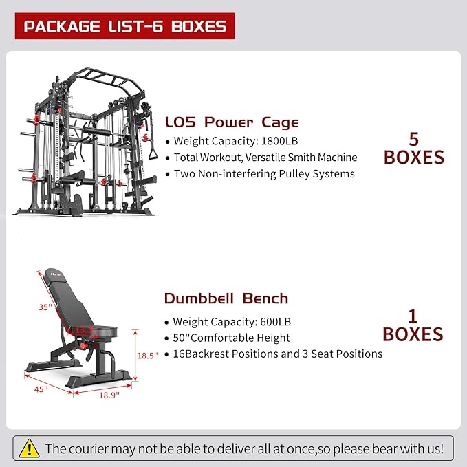 Smith Machine Power Rack Multifunctional Power Cage Deep Squat Rack Cable Crossover System Selectable More Training Attachment for Garage & Home Gym