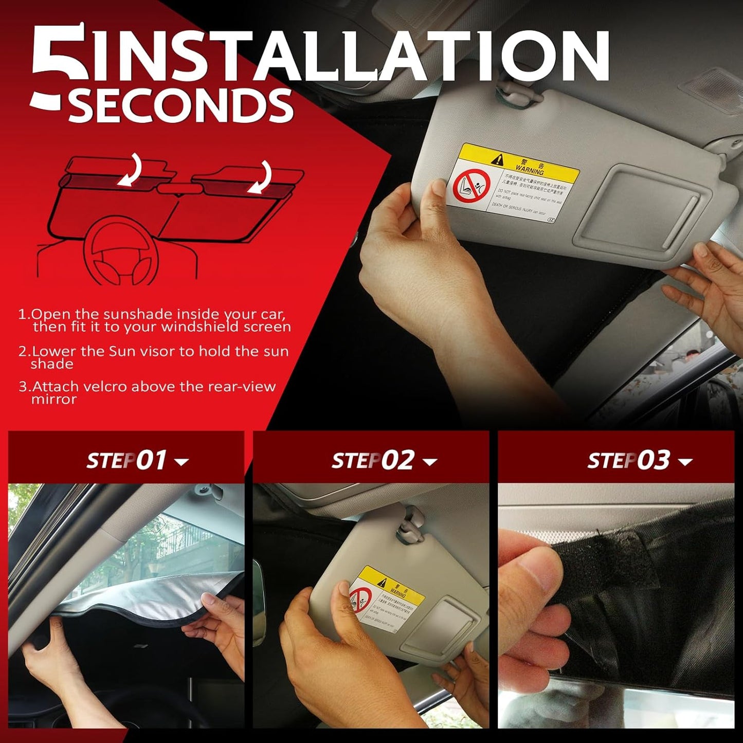 KAYZT Windshield Sun Shade for 2021-2025 Toyota Sienna Foldable Sunshade Front Window Custom Fit Car Accessories