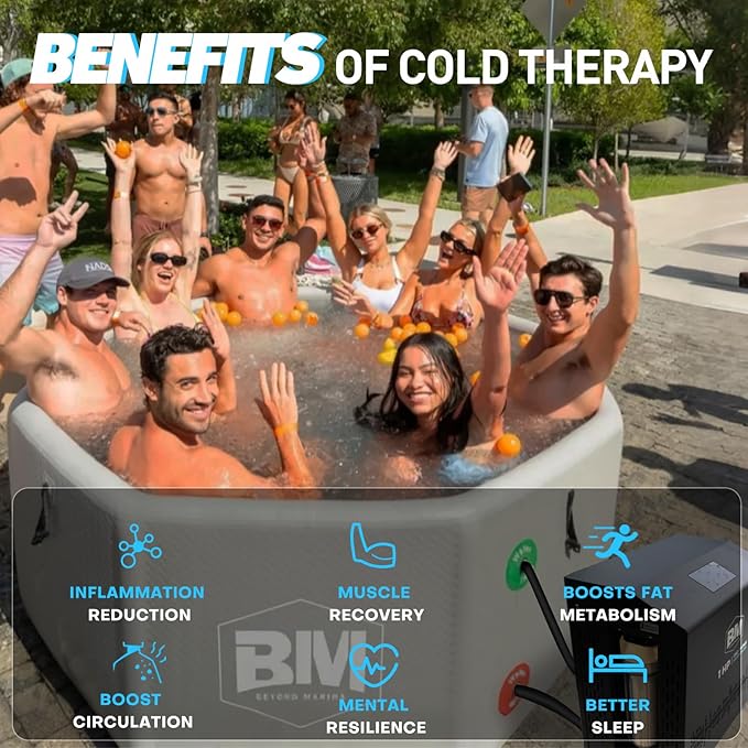 Inflatable Octagonal Ice Bath Tub with1 HP Chiller, Hot & Cold, Ozone, WiFi, Dual Filters, Fast Cooling, 660 Gallon, 78.74" x 78.74" x 27.56", Cold Plunge Tub for Recovery, Fits 8-10 People