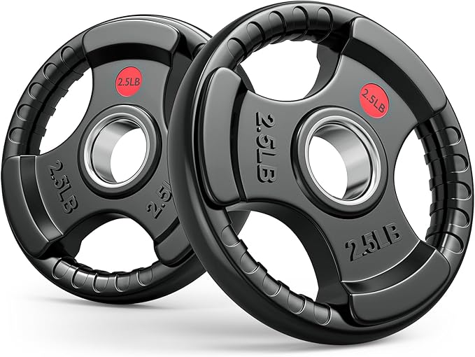 GIKPAL 2-inch Rubber Olympic Grip Weight Plates for Strength Training, Weightlifting in Home & Gym, Barbell Weights Plates Set (2.5/5/10/25/35/45 LB)
