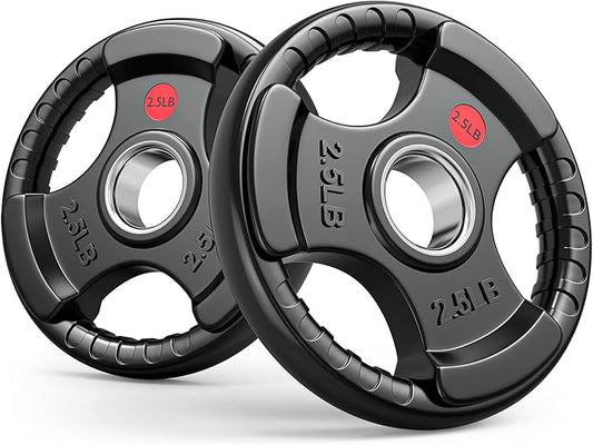 GIKPAL 2-inch Rubber Olympic Grip Weight Plates for Strength Training, Weightlifting in Home & Gym, Barbell Weights Plates Set (2.5/5/10/25/35/45 LB)