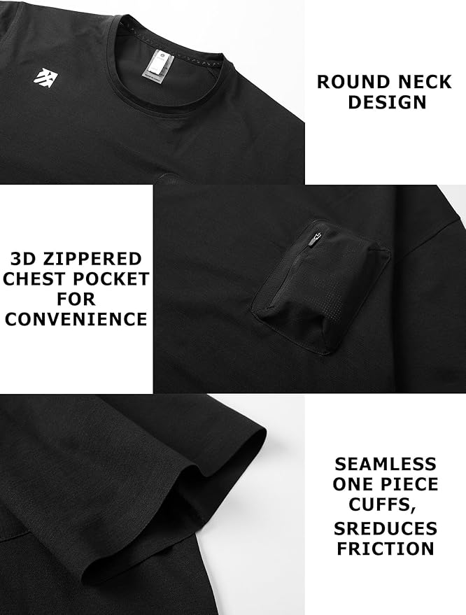 Moisture Wicking Quick Dry Soft Pickleball Workout Hiking Camping Running Shirts for Men Outdoor Sports