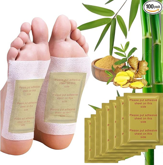 Ginger Foot Pads 100 Packs Bamboo Vinegar Patch Gold Foot Patches Easy to use