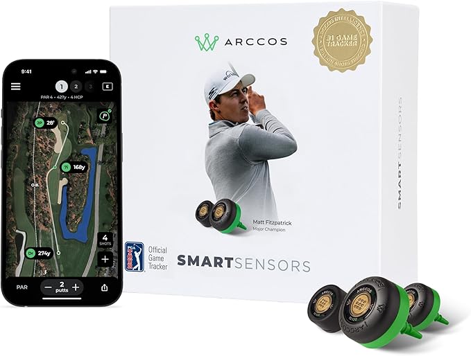 Arccos Smart Sensors: Automatic Golf Game Tracking System, A.I. Powered GPS Rangefinder & Smart Club Distances