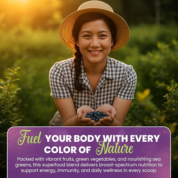 Greens+ Organic Wild Berry Superfood Powder, Antioxidant Polyphenol, Blend for Morning Kick, Energy, Vitality Boost, Nutrition, Vibrant Health, Dietary Supplement, Vegan Soy/Dairy/Gluten Free(8.46oz)