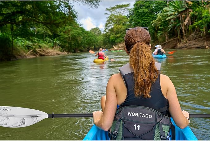 Kayak Paddle with Aluminum Shaft and Reinforced PP Blade, Floating Kayak Oar for Kayaking Canoeing and Boating, 220 cm/86 inches - 230 cm/90 inches