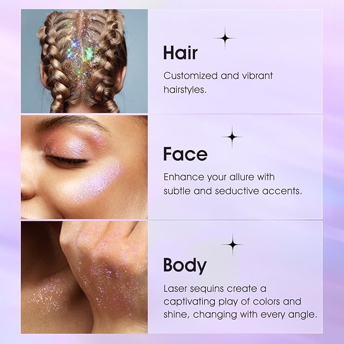 LANGMANNI Holographic Body Glitter Gel for Body, Face, Hair and Lip.Color Changing Glitter Gel Under Light. Vegan & Cruelty Free-1.35 oz (4# Sapphire Blue)